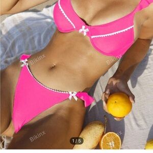 Pink and White Bow Bikini